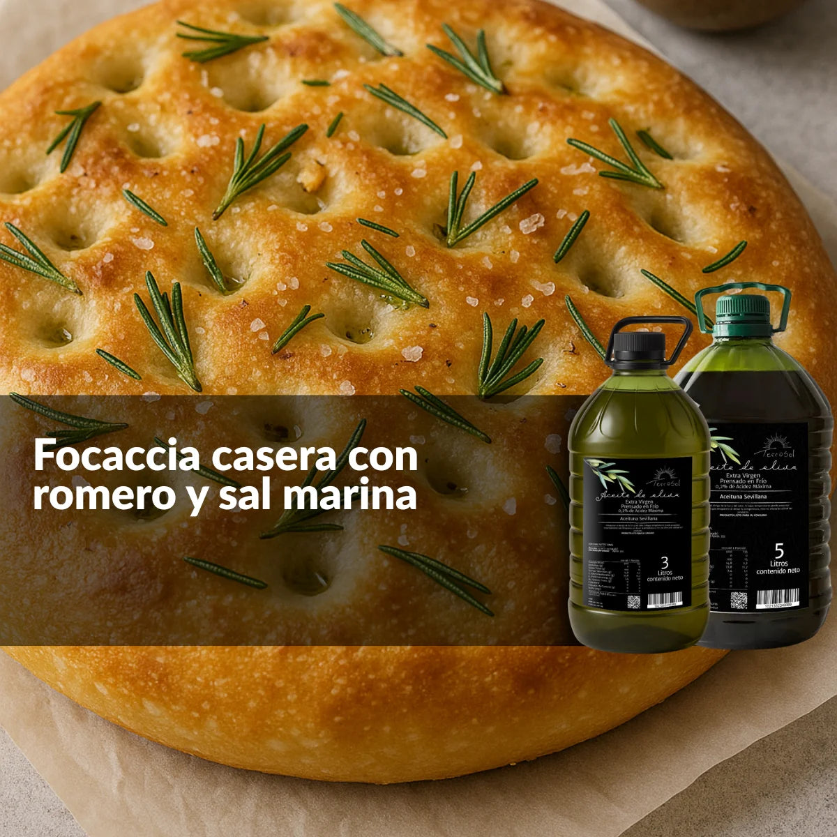 🍞 Focaccia casera con romero y sal marina (Dificultad: ★★★★☆)