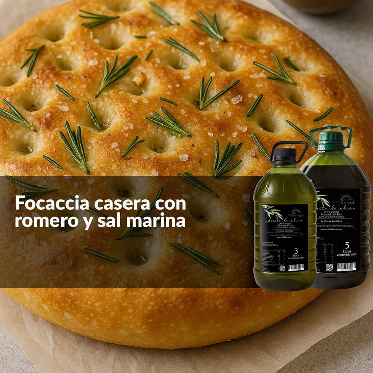 🍞 Focaccia casera con romero y sal marina (Dificultad: ★★★★☆)